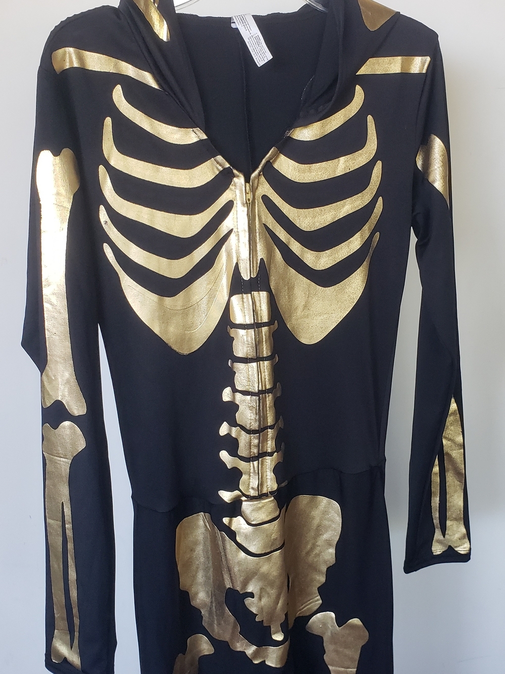 Gold Skeleton Womens Costume Hoodie Bodysuit